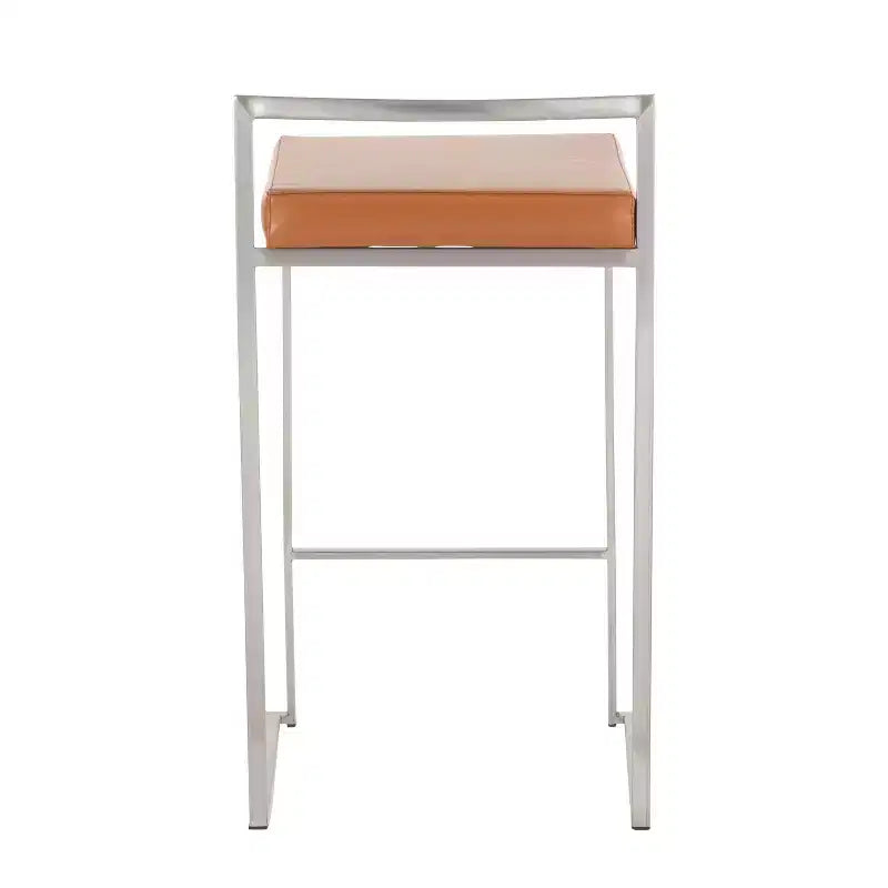 Ensemble de 2 tabourets de bar empilables Fuji en cuir/acier – LumiSource