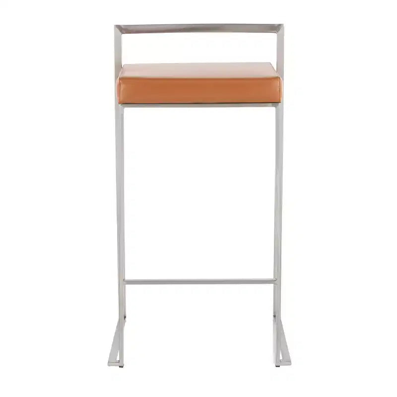 Ensemble de 2 tabourets de bar empilables Fuji en cuir/acier – LumiSource