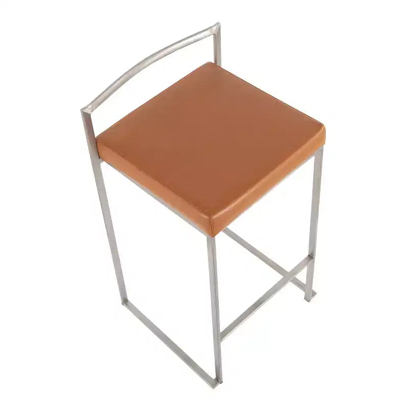 Ensemble de 2 tabourets de bar empilables Fuji en cuir/acier – LumiSource