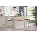 Ensemble de 2 tabourets de bar empilables Fuji en cuir/acier – LumiSource