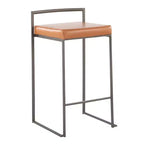 Ensemble de 2 tabourets de bar empilables Fuji en cuir/acier – LumiSource