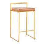 Ensemble de 2 tabourets de bar empilables Fuji en cuir/acier – LumiSource