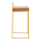 Ensemble de 2 tabourets de bar empilables Fuji en cuir/acier – LumiSource