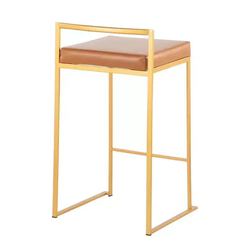 Ensemble de 2 tabourets de bar empilables Fuji en cuir/acier – LumiSource