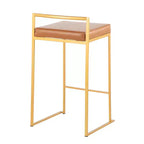 Ensemble de 2 tabourets de bar empilables Fuji en cuir/acier – LumiSource