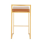 Ensemble de 2 tabourets de bar empilables Fuji en cuir/acier – LumiSource