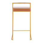 Ensemble de 2 tabourets de bar empilables Fuji en cuir/acier – LumiSource