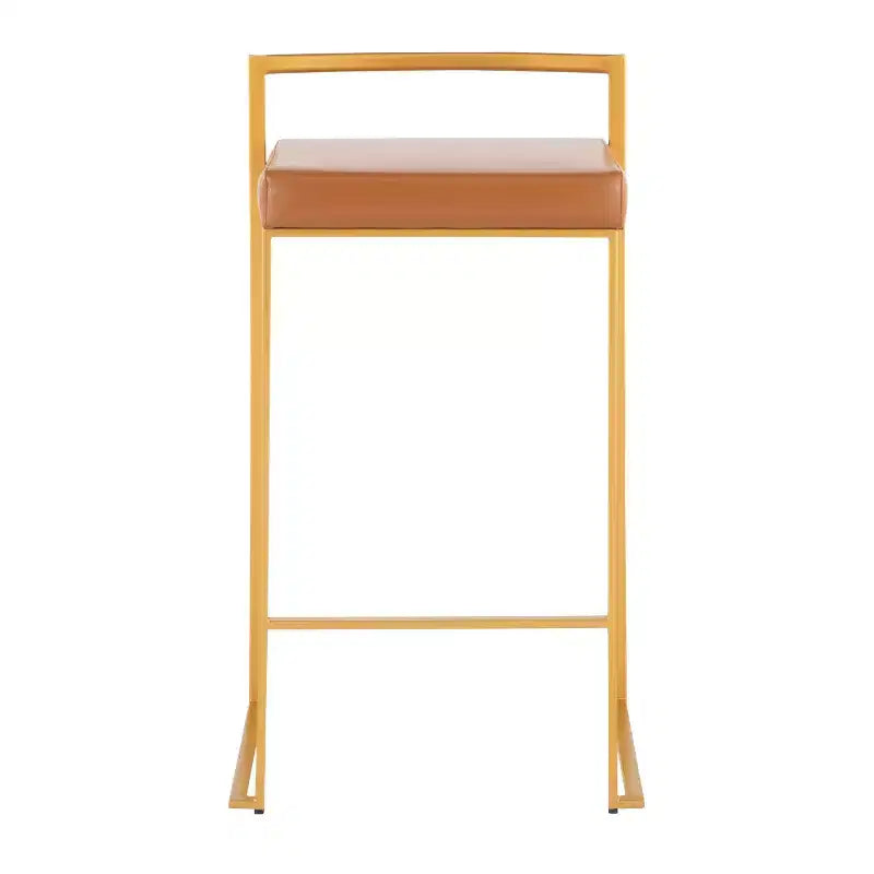 Ensemble de 2 tabourets de bar empilables Fuji en cuir/acier – LumiSource