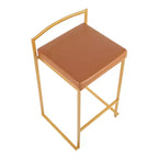 Ensemble de 2 tabourets de bar empilables Fuji en cuir/acier – LumiSource