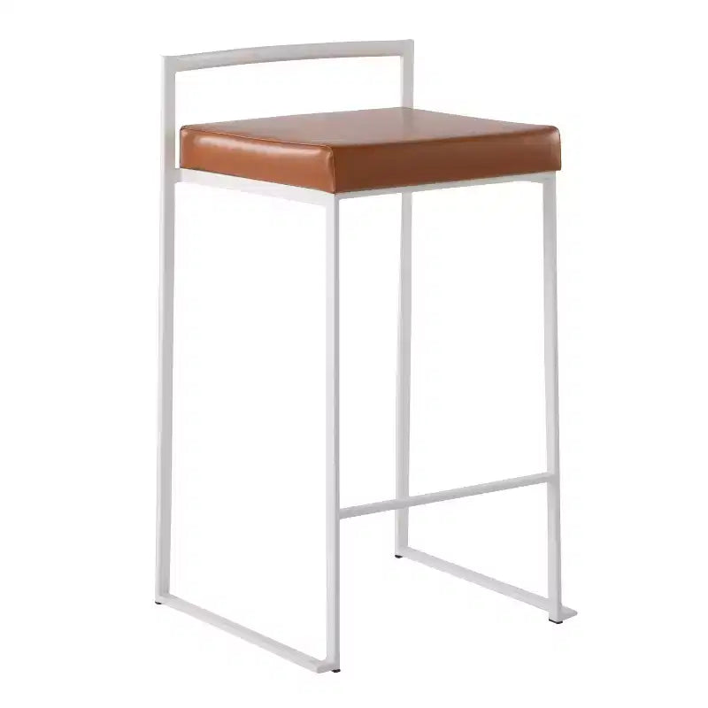 Ensemble de 2 tabourets de bar empilables Fuji en cuir/acier – LumiSource