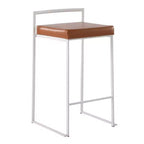 Ensemble de 2 tabourets de bar empilables Fuji en cuir/acier – LumiSource