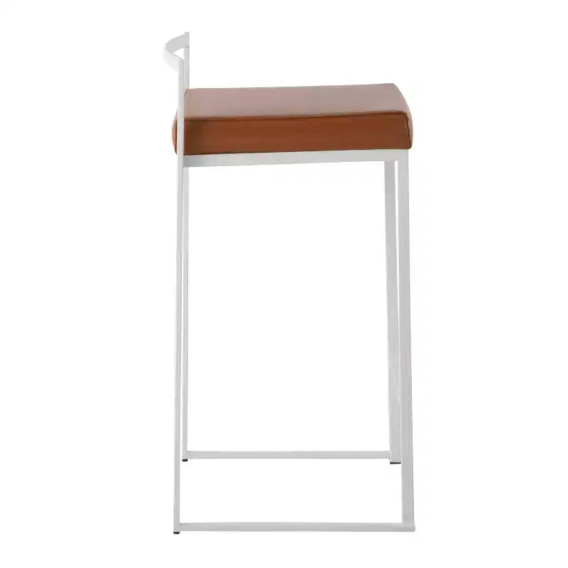 Ensemble de 2 tabourets de bar empilables Fuji en cuir/acier – LumiSource