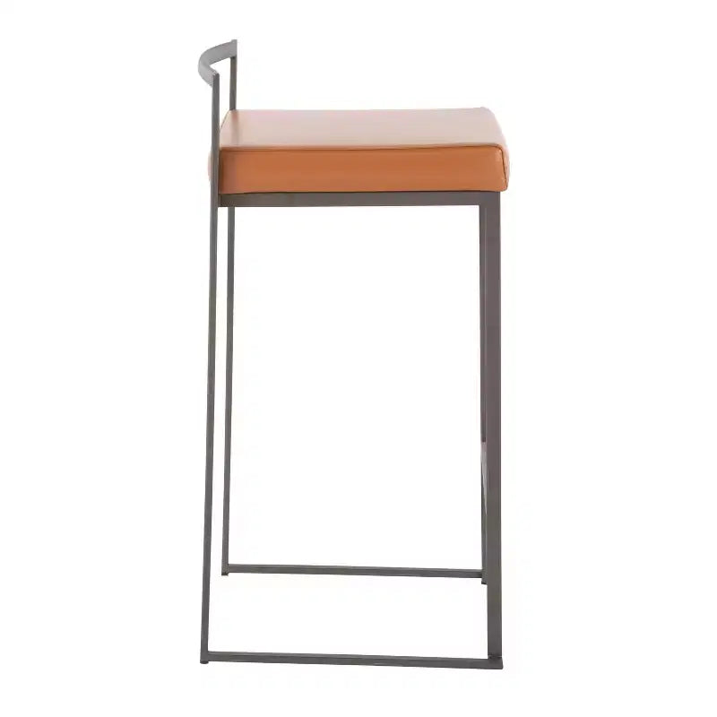 Ensemble de 2 tabourets de bar empilables Fuji en cuir/acier – LumiSource