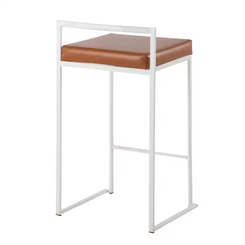 Ensemble de 2 tabourets de bar empilables Fuji en cuir/acier – LumiSource