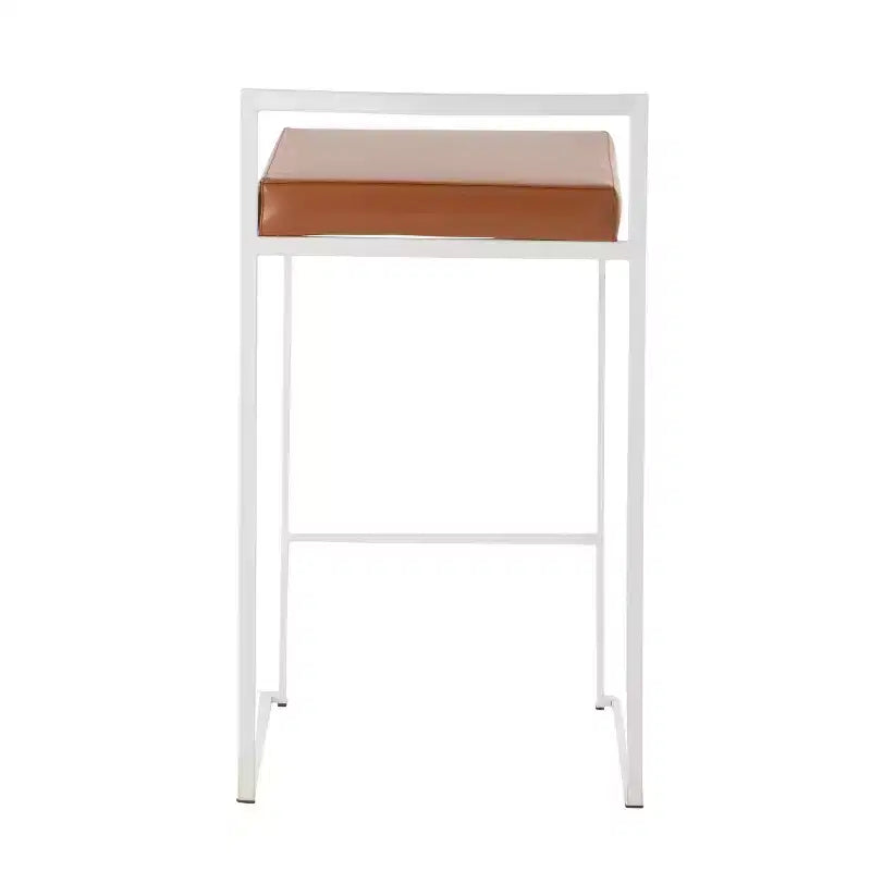 Ensemble de 2 tabourets de bar empilables Fuji en cuir/acier – LumiSource