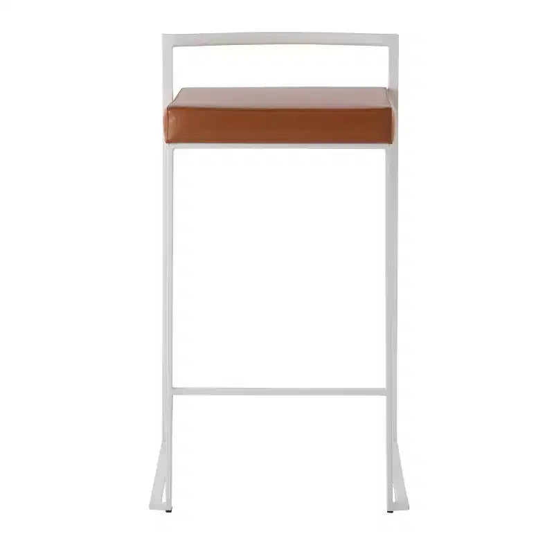 Ensemble de 2 tabourets de bar empilables Fuji en cuir/acier – LumiSource