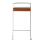 Ensemble de 2 tabourets de bar empilables Fuji en cuir/acier – LumiSource