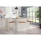 Ensemble de 2 tabourets de bar empilables Fuji en cuir/acier – LumiSource