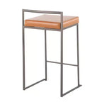Ensemble de 2 tabourets de bar empilables Fuji en cuir/acier – LumiSource