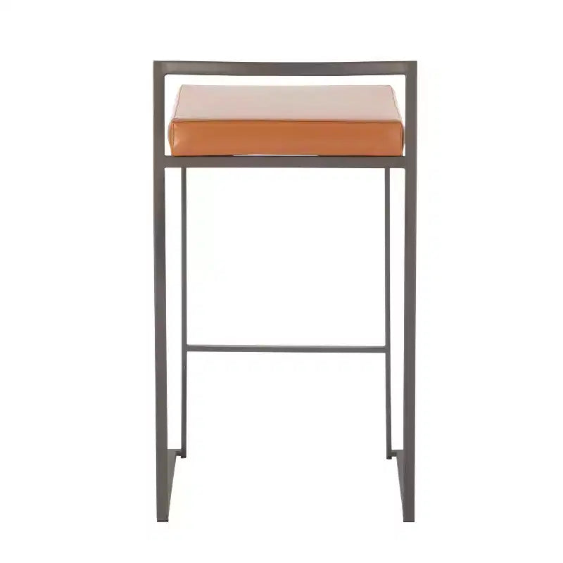Ensemble de 2 tabourets de bar empilables Fuji en cuir/acier – LumiSource