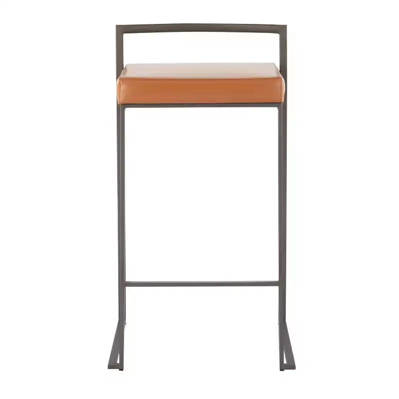 Ensemble de 2 tabourets de bar empilables Fuji en cuir/acier – LumiSource