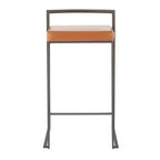 Ensemble de 2 tabourets de bar empilables Fuji en cuir/acier – LumiSource