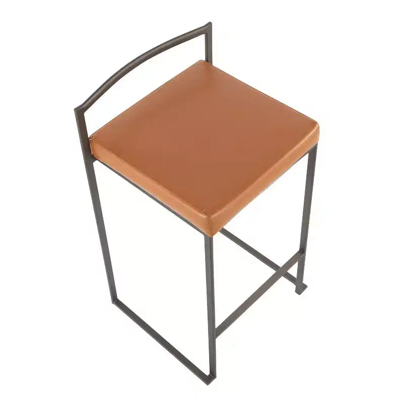 Ensemble de 2 tabourets de bar empilables Fuji en cuir/acier – LumiSource