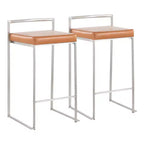 Ensemble de 2 tabourets de bar empilables Fuji en cuir/acier – LumiSource