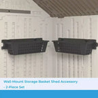Suncast Panier accessoire de 25 x 7,25 pouces pour abri de jardin extérieur, noir (paquet de 2)