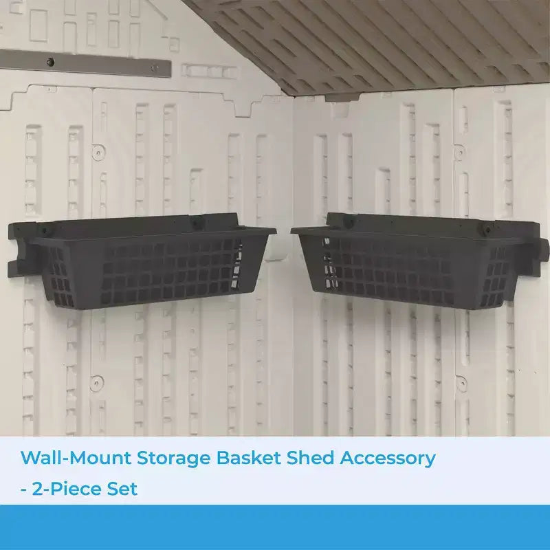 Suncast Panier accessoire de 25 x 7,25 pouces pour abri de jardin extérieur, noir (paquet de 2)