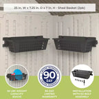 Suncast Panier accessoire de 25 x 7,25 pouces pour abri de jardin extérieur, noir (paquet de 2)