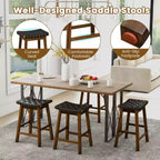 Costway Lot de 2 tabourets de comptoir tissés 64,8 cm en similicuir PU pour cuisine Noir/Beige