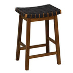 Costway Lot de 2 tabourets de comptoir tissés 64,8 cm en similicuir PU pour cuisine Noir/Beige