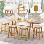 Costway Lot de 2 tabourets de comptoir tissés 64,8 cm en similicuir PU pour cuisine Noir/Beige