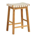 Costway Lot de 2 tabourets de comptoir tissés 64,8 cm en similicuir PU pour cuisine Noir/Beige