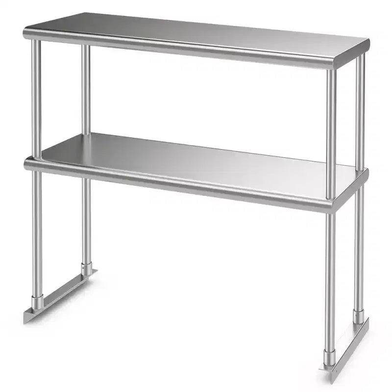 Costway Étagère supérieure à 2 niveaux de 91,4 cm pour table de préparation et de travail, en acier inoxydable, tablette inférieure réglable