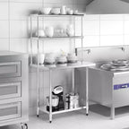 Costway Étagère supérieure à 2 niveaux de 91,4 cm pour table de préparation et de travail, en acier inoxydable, tablette inférieure réglable