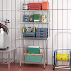 Costway Étagère supérieure à 2 niveaux de 91,4 cm pour table de préparation et de travail, en acier inoxydable, tablette inférieure réglable