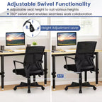 Chaise de bureau pivotante et basculante en maille Costway réglable avec accoudoirs et soutien lombaire