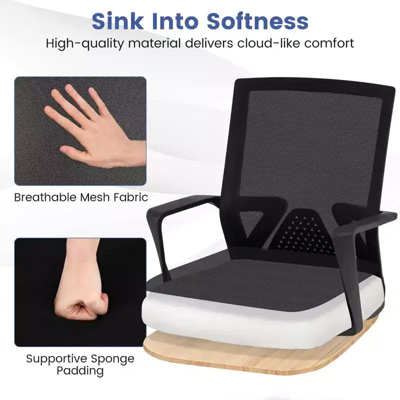Chaise de bureau pivotante et basculante en maille Costway réglable avec accoudoirs et soutien lombaire