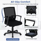 Chaise de bureau pivotante et basculante en maille Costway réglable avec accoudoirs et soutien lombaire