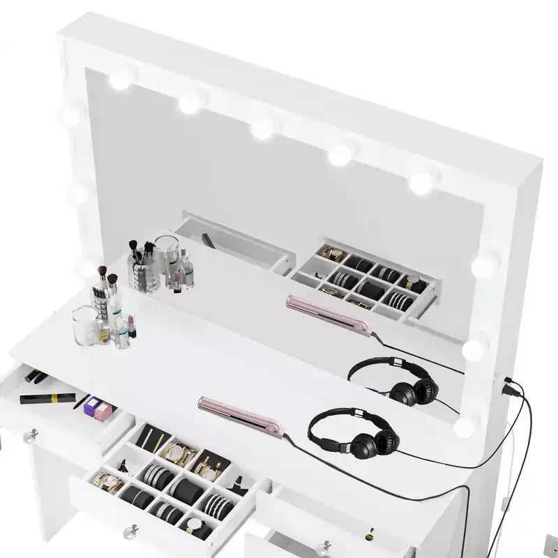Coiffeuse Maquillage Lumineuse Nuit avec Boutons - Boahaus