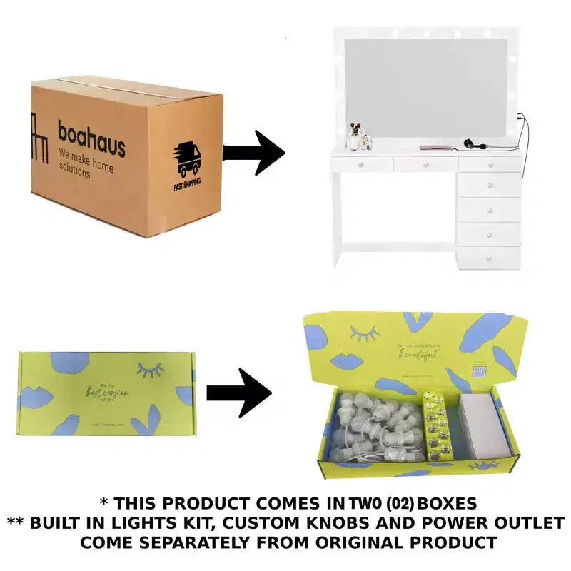 Coiffeuse Maquillage Lumineuse Nuit avec Boutons - Boahaus