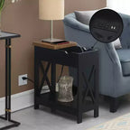 Table d'appoint relevable Oxford avec station de charge et étagère Faux - Breighton Home