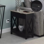 Table d'appoint relevable Oxford avec station de charge et étagère Faux - Breighton Home