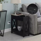 Table d'appoint relevable Oxford avec station de charge et étagère Faux - Breighton Home