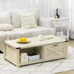 Table basse HOMCOM de style ferme avec tiroir de rangement et étagère ouverte, table basse rustique pour salon