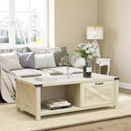 Table basse HOMCOM de style ferme avec tiroir de rangement et étagère ouverte, table basse rustique pour salon