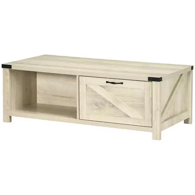 Table basse HOMCOM de style ferme avec tiroir de rangement et étagère ouverte, table basse rustique pour salon