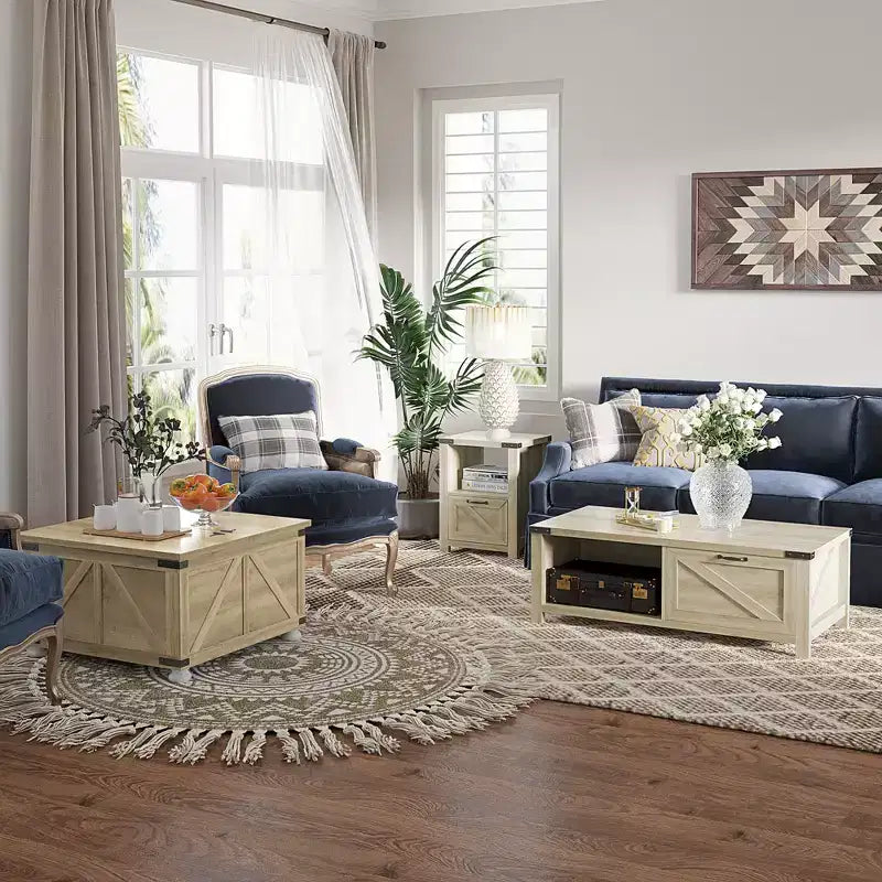 Table basse HOMCOM de style ferme avec tiroir de rangement et étagère ouverte, table basse rustique pour salon